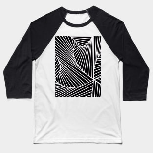 black and white line art abstract pattern Baseball T-Shirt